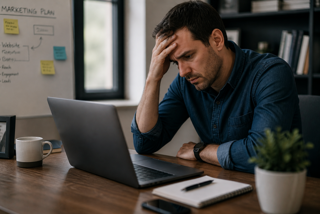 Customer evaluating a local business online before deciding to call